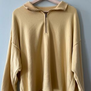 Yellow aerie zip up sweater.
